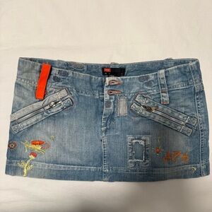 Diesel Light Blue Denim Skirt with Vibrant Embroidery
